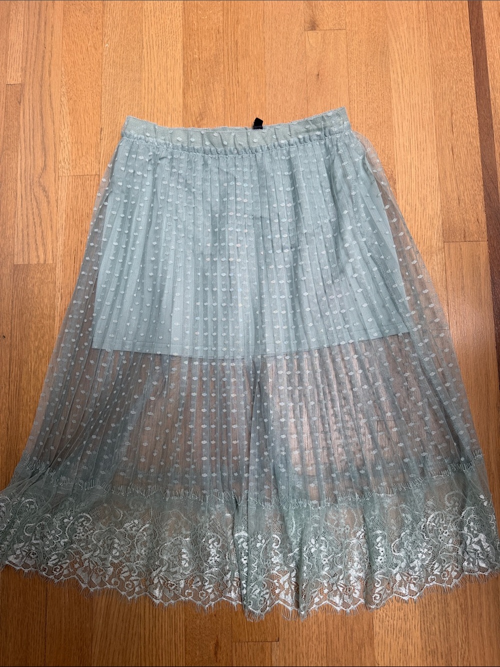 H&M Pale Blue Dot Lace Midi Skirt
